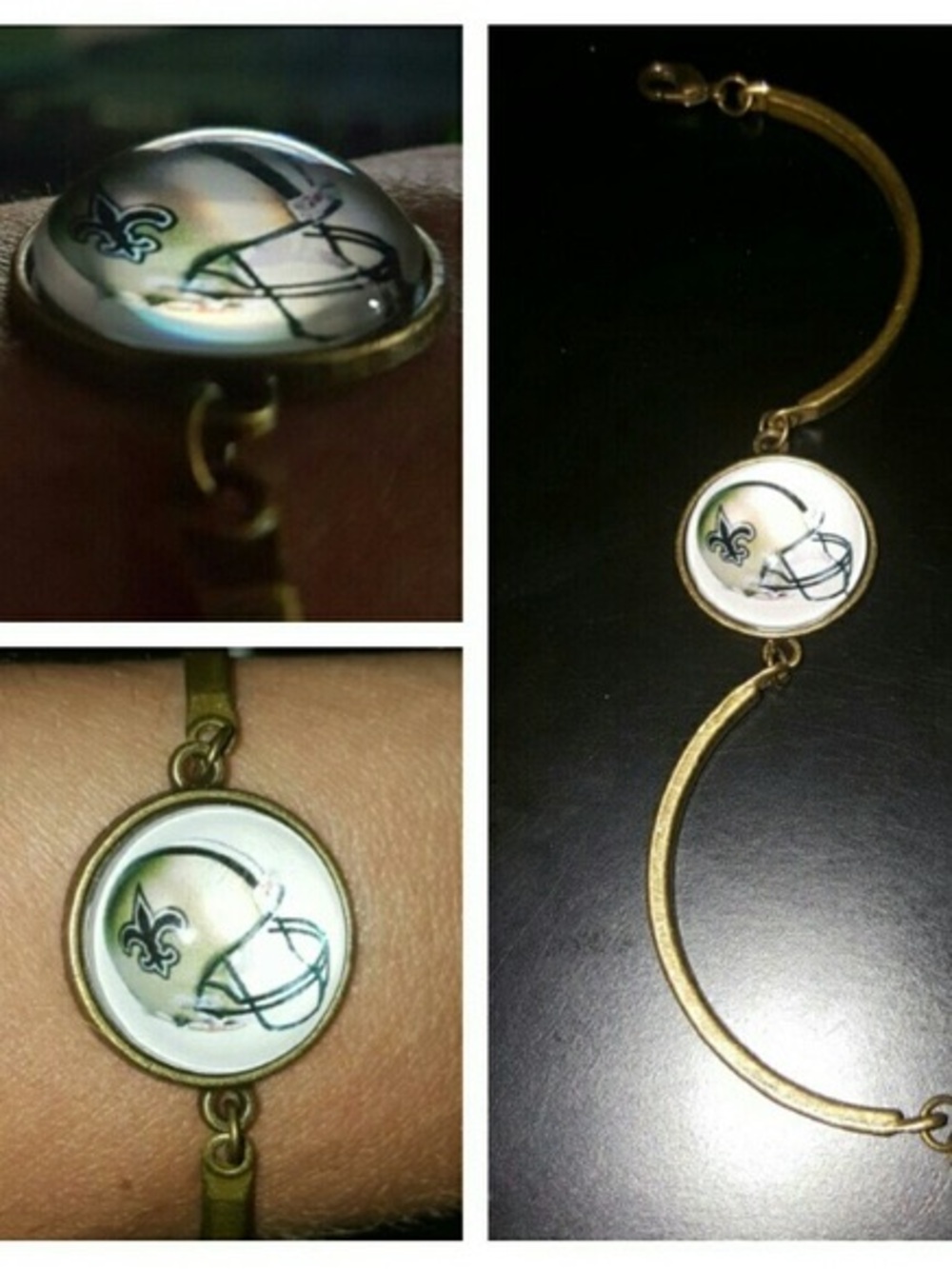 Gold-Tone New Orleans Football Helmet Bracelet - Unbranded